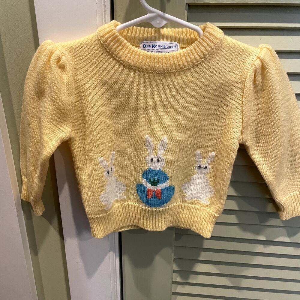 OshKosh Yellow Bunny Sweater 24 Months Cottagecore Grandpa